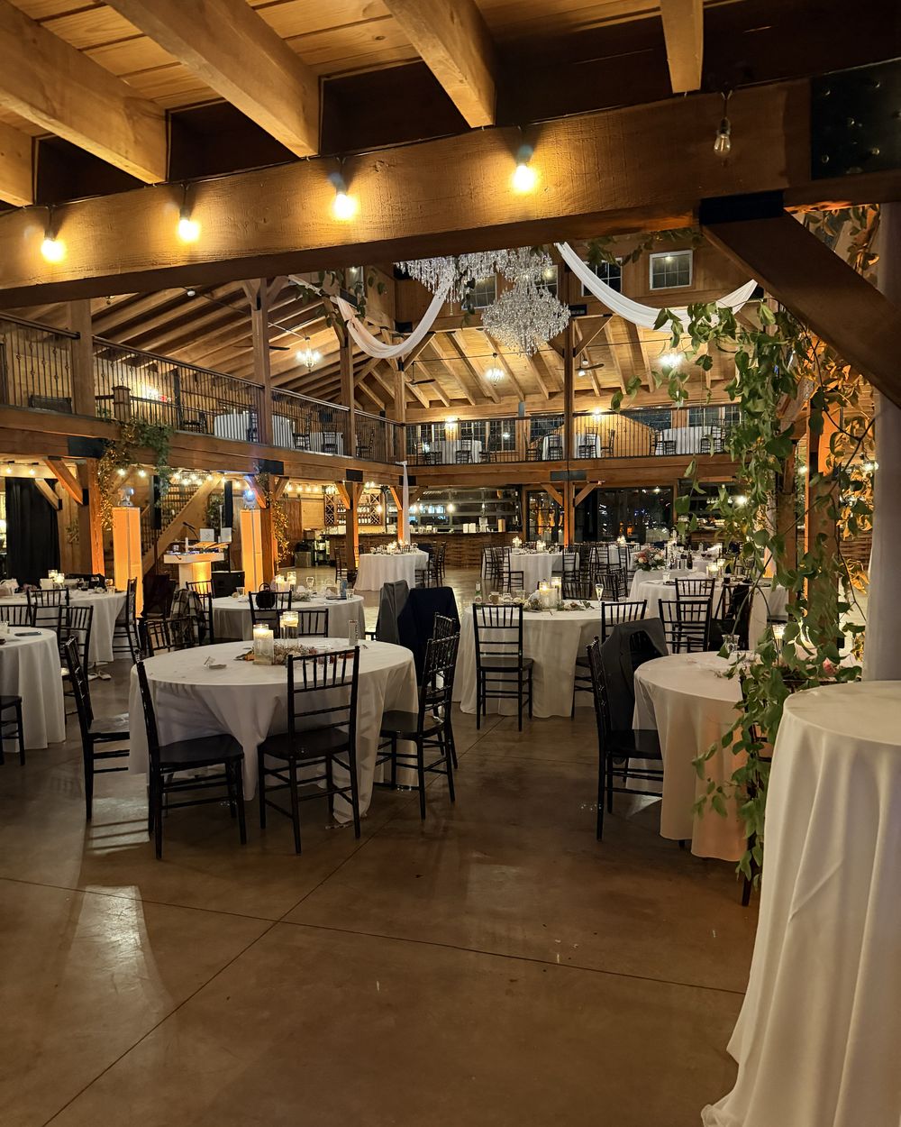The same hall at Colloca Estate Winery in warm amber uplighting